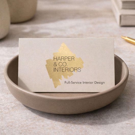 Luxury Interior Designer Gold Abstract Logo 名刺