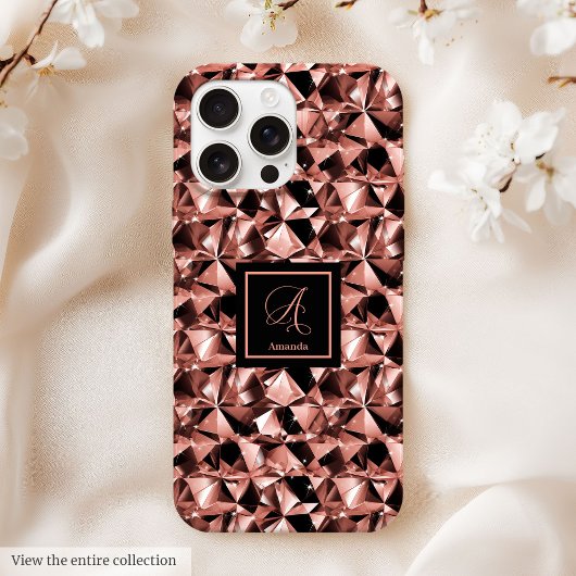 Luxury iPhone 14 Case Rose Gold Black Trendy Case-Mate iPhoneケース