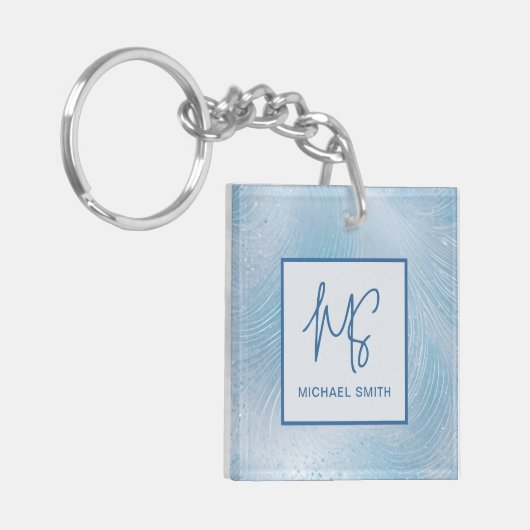 Luxury Iridescent Blue Gradient キーホルダー (正面左)