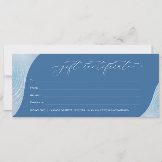 Luxury Iridescent Blue Gradient Gift Certificate (正面)