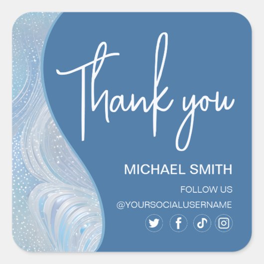 Luxury Iridescent Blue Gradient Sticker スクエアシール (正面)