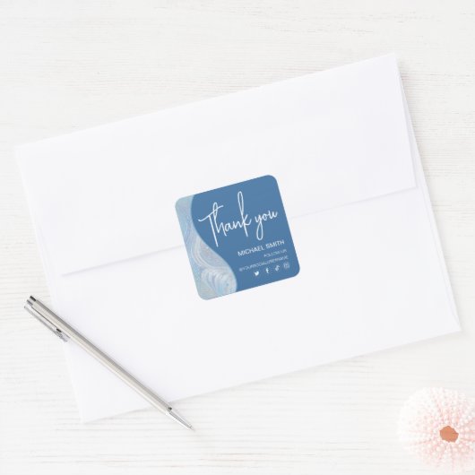 Luxury Iridescent Blue Gradient Sticker スクエアシール (封筒)