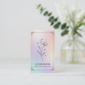 Luxury Iridescent Holographic Floral QR Code  名刺 (スタンド正面)