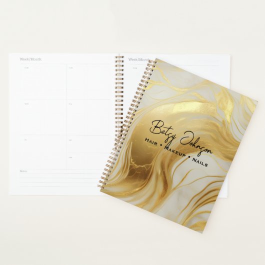 Luxury Ivory and Gold Foil Marbled プランナー手帳 (ディスプレー)