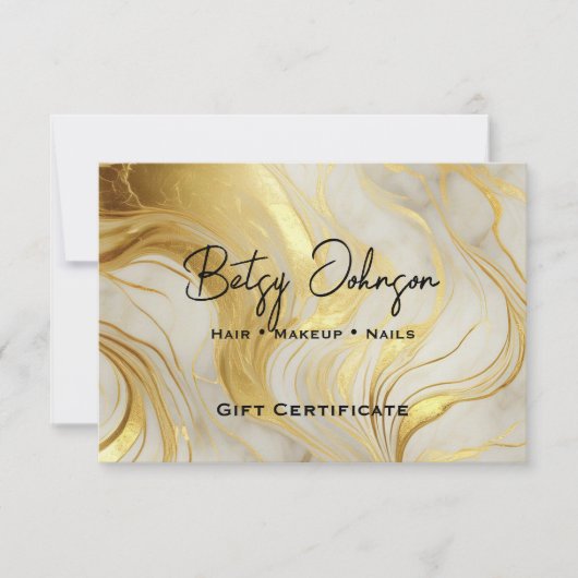 Luxury Ivory and Gold Marble Gift Certificate Card 招待状 (正面)