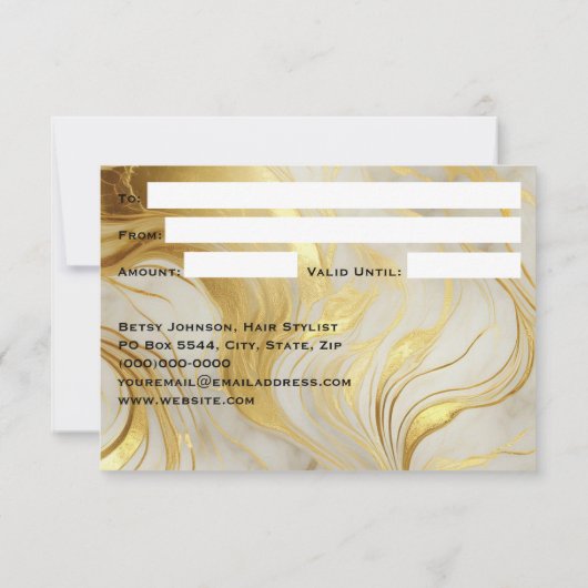 Luxury Ivory and Gold Marble Gift Certificate Card 招待状 (裏面)