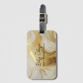Luxury Ivory and Gold Marbled ラゲッジタグ (正面縦)
