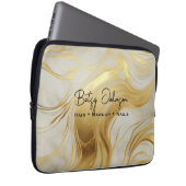 Luxury Ivory and Gold Marbled Electronics Bag ラップトップスリーブ (正面右)