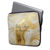 Luxury Ivory and Gold Marbled Electronics Bag ラップトップスリーブ (正面左)