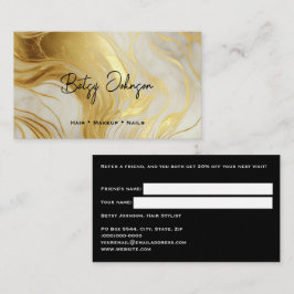 Luxury Ivory and Gold Marbled Referral Card 名刺