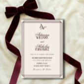 Luxury Ivory Burgundy Monogram Wedding 招待状