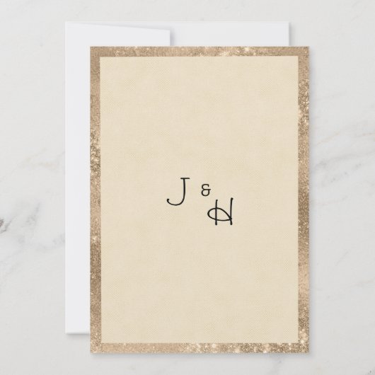 Luxury ivory gold glitter lace flora Save the Date 招待状 (裏面)