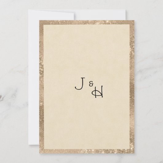 Luxury ivory gold glitter lace floral Wedding 招待状 (裏面)