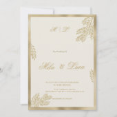 Luxury ivory gold glitter leaf floral Wedding  招待状 (正面)