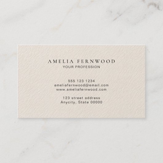 Luxury Ivory Leather Professional Minimal Custom 名刺 (裏面)