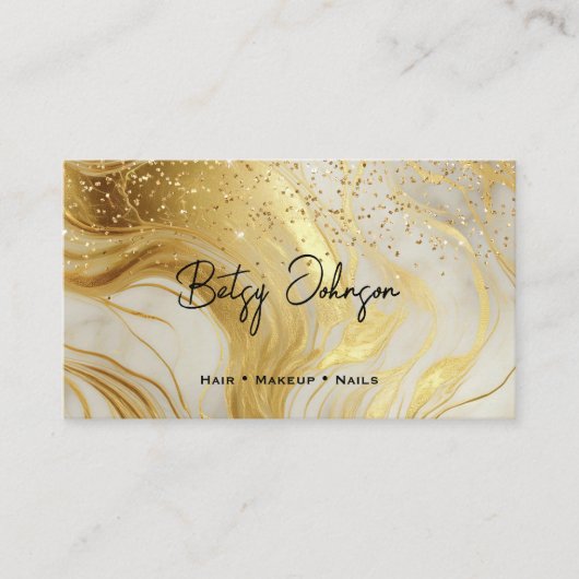 Luxury Ivory Marble and Gold Glitter Referral Card 名刺 (正面)