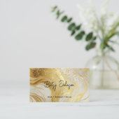 Luxury Ivory Marble Gold Glitter Appointment Card 名刺 (スタンド正面)