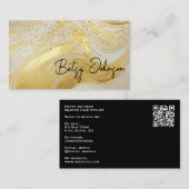 Luxury Ivory Marble & Gold Glitter Business Card 名刺 (正面/裏面)