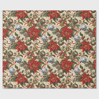 Luxury Japanese Christmas Botanical Wrapping Paper ラッピングペーパー