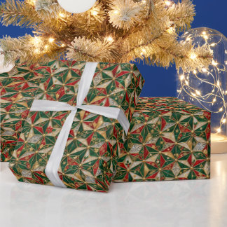 Luxury Japanese Christmas Geometric Wrapping Paper ラッピングペーパー