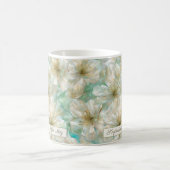 Luxury Jasmine Golden Sage Green Floral Script  コーヒーマグカップ (中央)