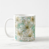 Luxury Jasmine Golden Sage Green Floral Script  コーヒーマグカップ (左)