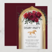 Luxury Kentucky Derby Invitation Gold Arch Red Ros 招待状 (正面/裏面)