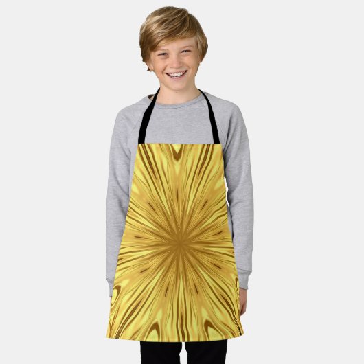 Luxury Kitchen Attire: Gilded Zenith Opulent Swirl エプロン (着用した状態)