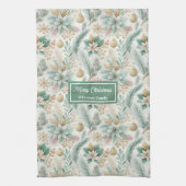 Luxury Kitchen Towel White Poinsettia Holiday キッチンタオル (縦)