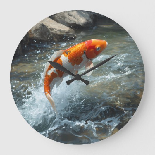 LUXURY KOI FISCH ARTWORK ラージ壁時計 (正面)