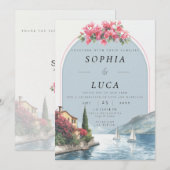 Luxury Lake Como Destination Wedding with QR Code  招待状 (正面/裏面)