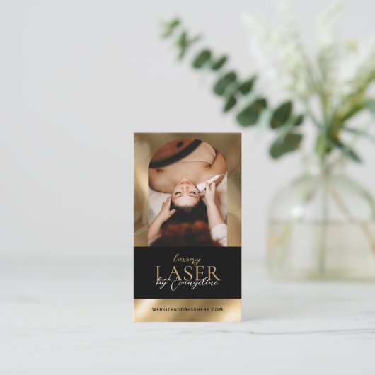 Luxury Laser Technician Spa Arch Photo Black Gold 名刺 (スタンド正面)