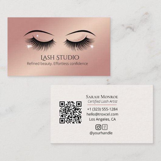 Luxury Lash Design with QR code 名刺 (正面/裏面)