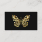 Luxury Lash Tech Black Gold Butterfly QR Code 名刺 (正面)