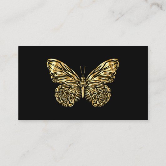 Luxury Lash Tech Black Gold Butterfly QR Code 名刺 (正面)