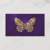Luxury Lash Tech Purple Gold Butterfly QR Code 名刺 (正面)