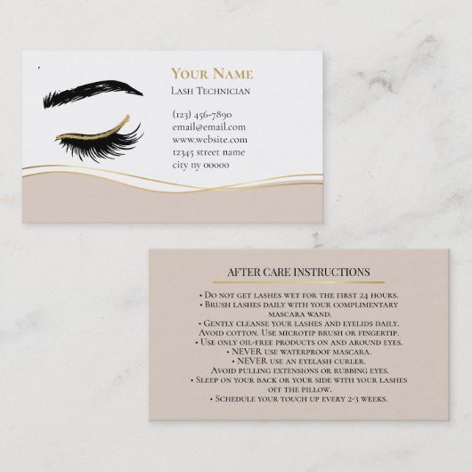 Luxury Lash Technician After care Card 予約カード (正面/裏面)