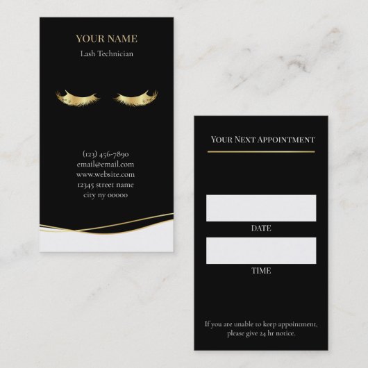 Luxury Lash Technician Appointment Card 予約カード (正面/裏面)