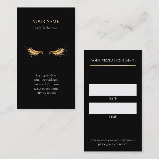 Luxury Lash Technician Appointment Card 予約カード (正面/裏面)