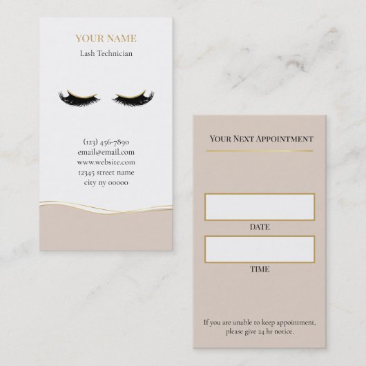 Luxury Lash Technician Appointment Card 予約カード (正面/裏面)
