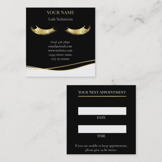 Luxury Lash Technician Appointment Card 予約カード (正面/裏面)