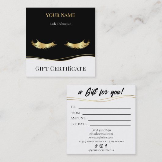 Luxury Lash Technician Gift Certificate Card ロイヤリティカード (正面/裏面)