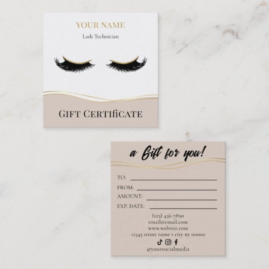 Luxury Lash Technician Gift Certificate Card ロイヤリティカード (正面/裏面)