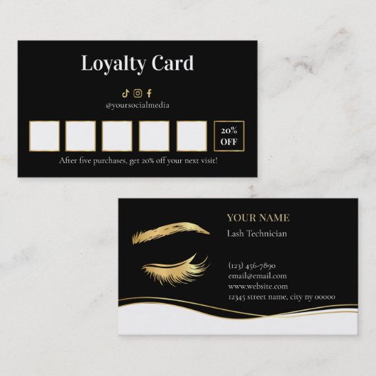Luxury Lash Technician Loyalty Card ロイヤリティカード (正面/裏面)