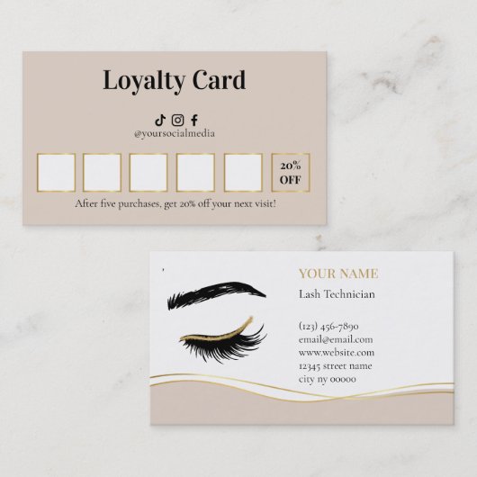 Luxury Lash Technician Loyalty Card ロイヤリティカード (正面/裏面)