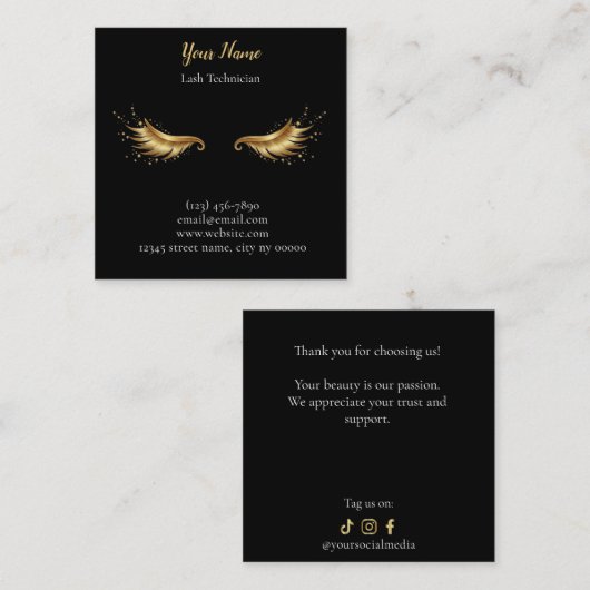 Luxury Lash Technician Thank you Card ロイヤリティカード (正面/裏面)