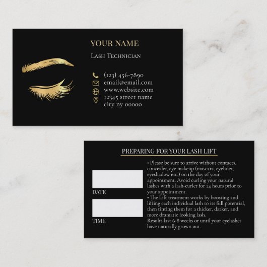 Luxury Lashes Before care Appointment Card 予約カード (正面/裏面)