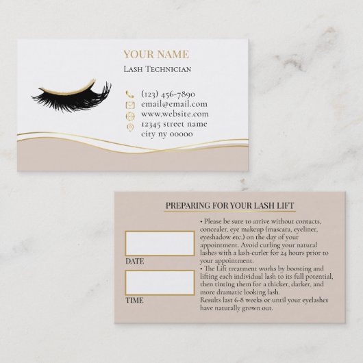 Luxury Lashes Before care Appointment Card 予約カード (正面/裏面)
