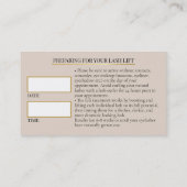 Luxury Lashes Before care Appointment Card 予約カード (裏面)