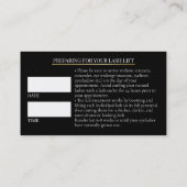 Luxury Lashes Before care Appointment Card 予約カード (裏面)